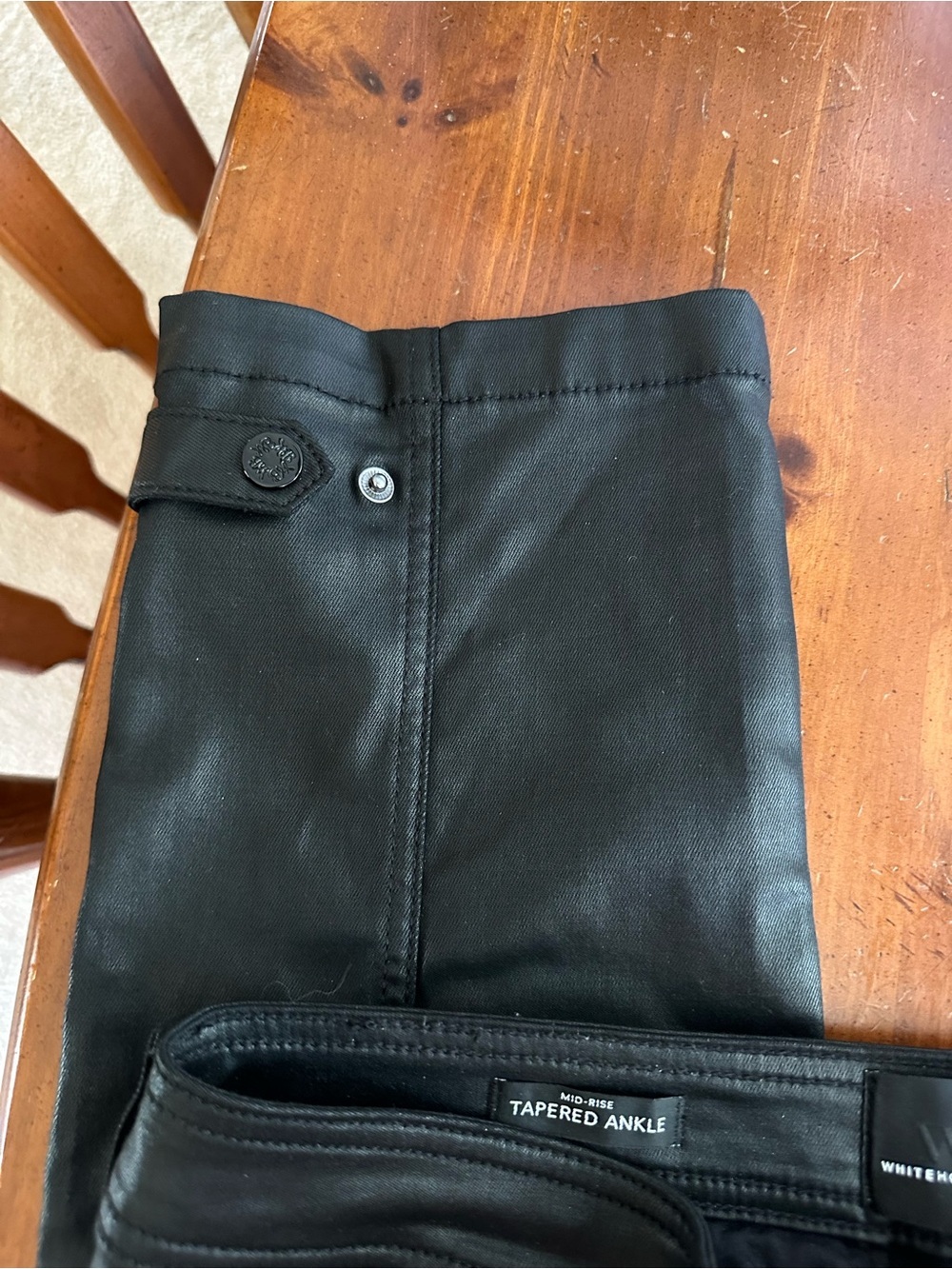 White House black market mid-rise tapered ankle coated black denim pants size 8 - Picture 6 of 7